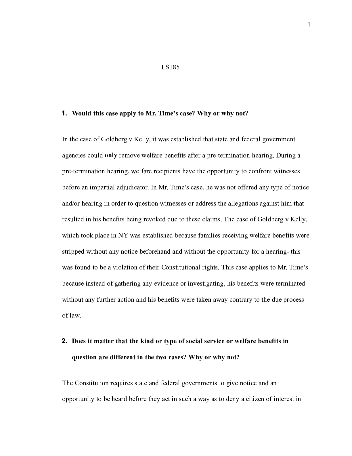 Preview image for LS185Unit10Assignment .docx    LS185   1.Would this case apply to Mr. Times case? Why or w